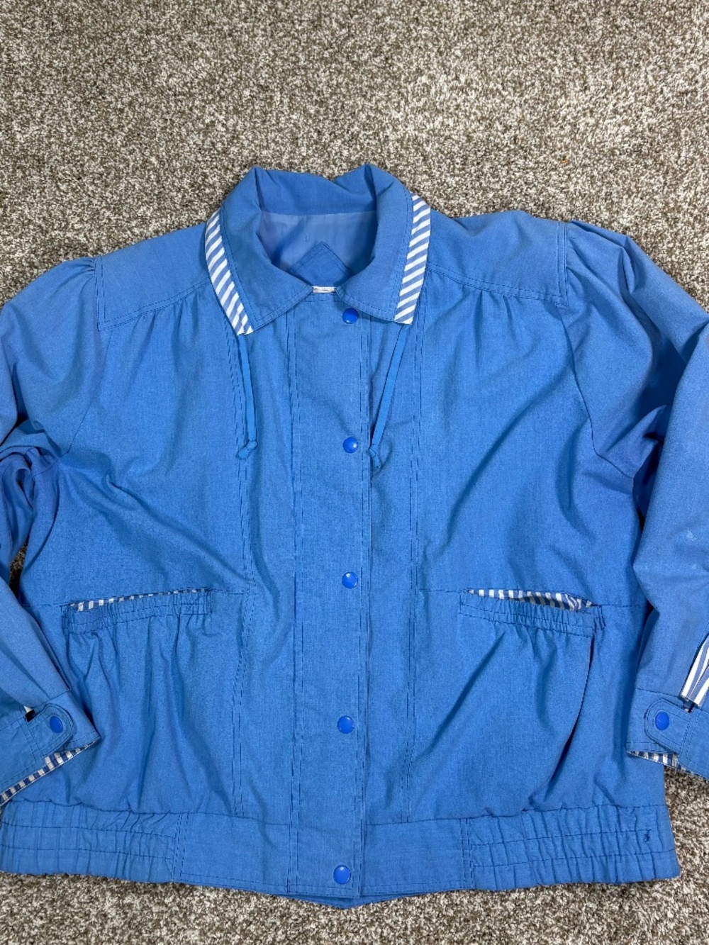 Vintage Sergio Valente Plus 24W Blue Bomber Jacket Striped Preppy Coastal